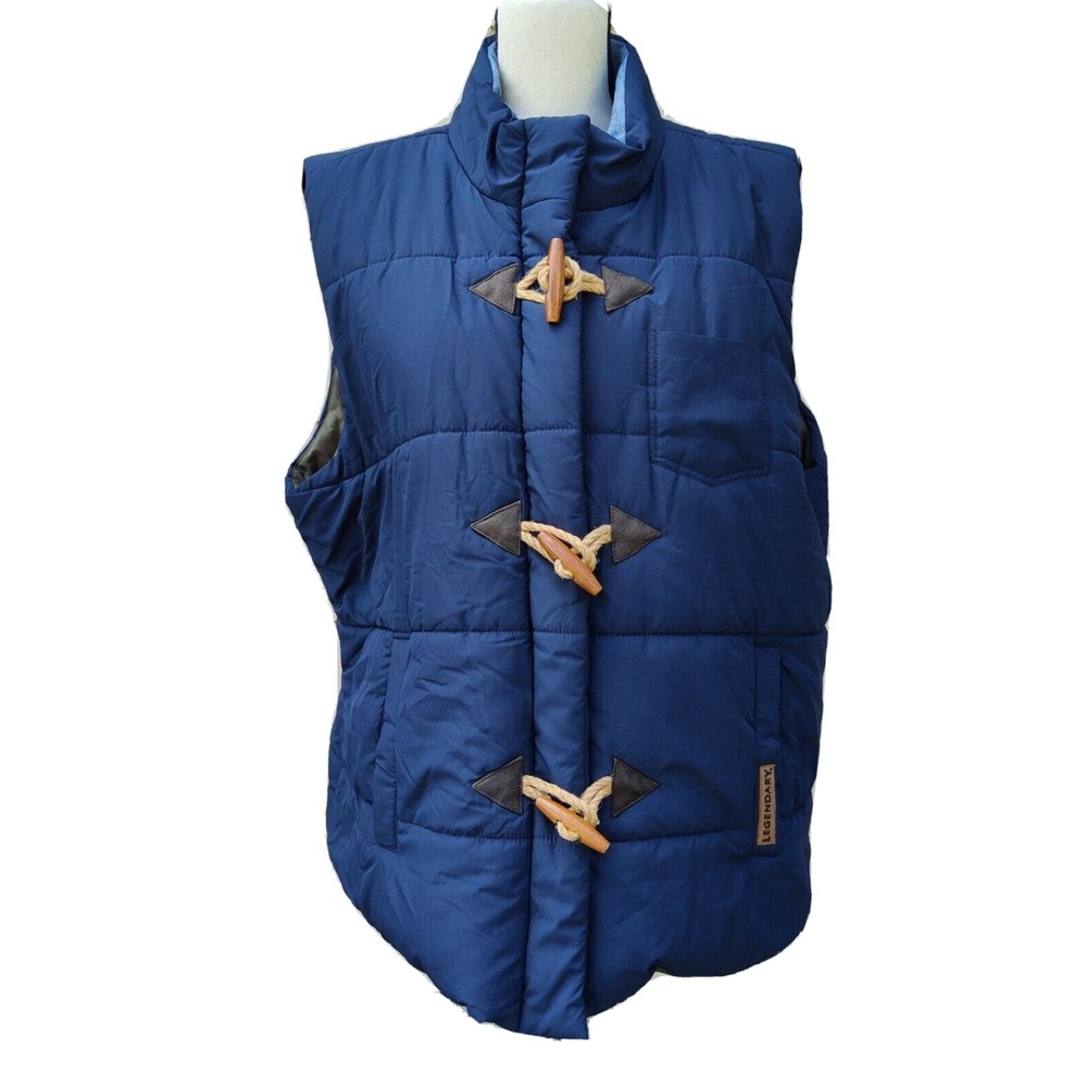 Legendary Whitetails Puffer Vest Unisex 2XL Blue Sleeveless Outdoor Hiking Zip